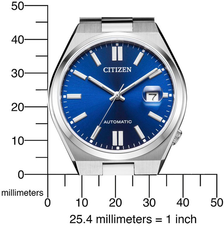 Citizen Automatikuhr TSUYOSA 60h NJ0150-81L, Armbanduhr, Damenuhr, Herrenuhr, Edelstahlarmband, Saphirglas, Datum