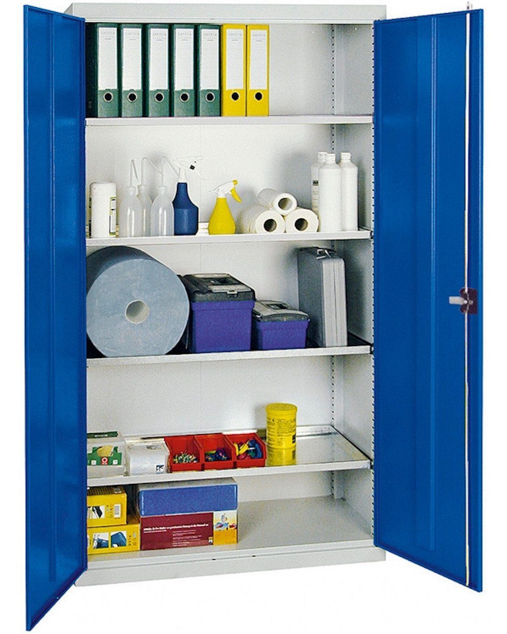 Lichtgrau/Lichtgrau Werkzeugschrank Türen, PROREGAL® HxBxT Werkzeugschrank 2 Enzianblau 180x100x50cm,