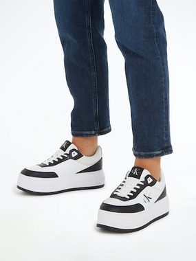 Calvin Klein Jeans BOLD FLATF LOW LACE MIX ML FAD Plateausneaker in zweifarbigem Look, Freizeitschuh, Halbschuh, Schnürschuh