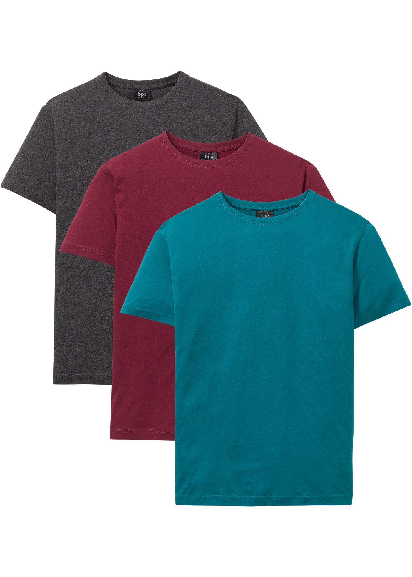 bonprix T-Shirt (Packung, 3-tlg) bequemer Regular Fit, Rundhalsausschnitt, leichte Stoffqualität