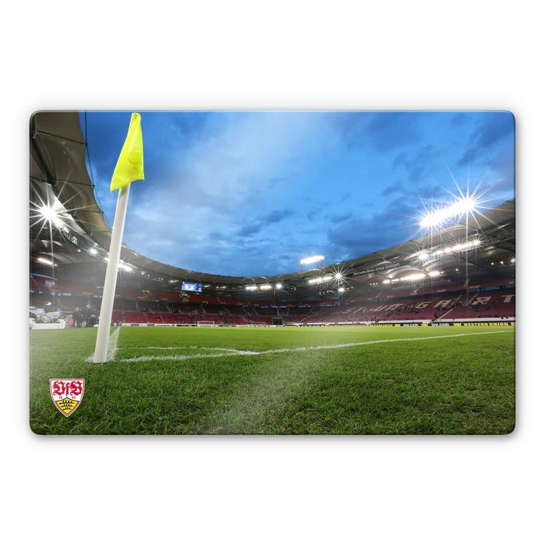 VfB Stuttgart 1893 Glasbild Fußball Glasbild Modern VfB Stuttgart Arena Nacht, Sportverein Deko Bilder