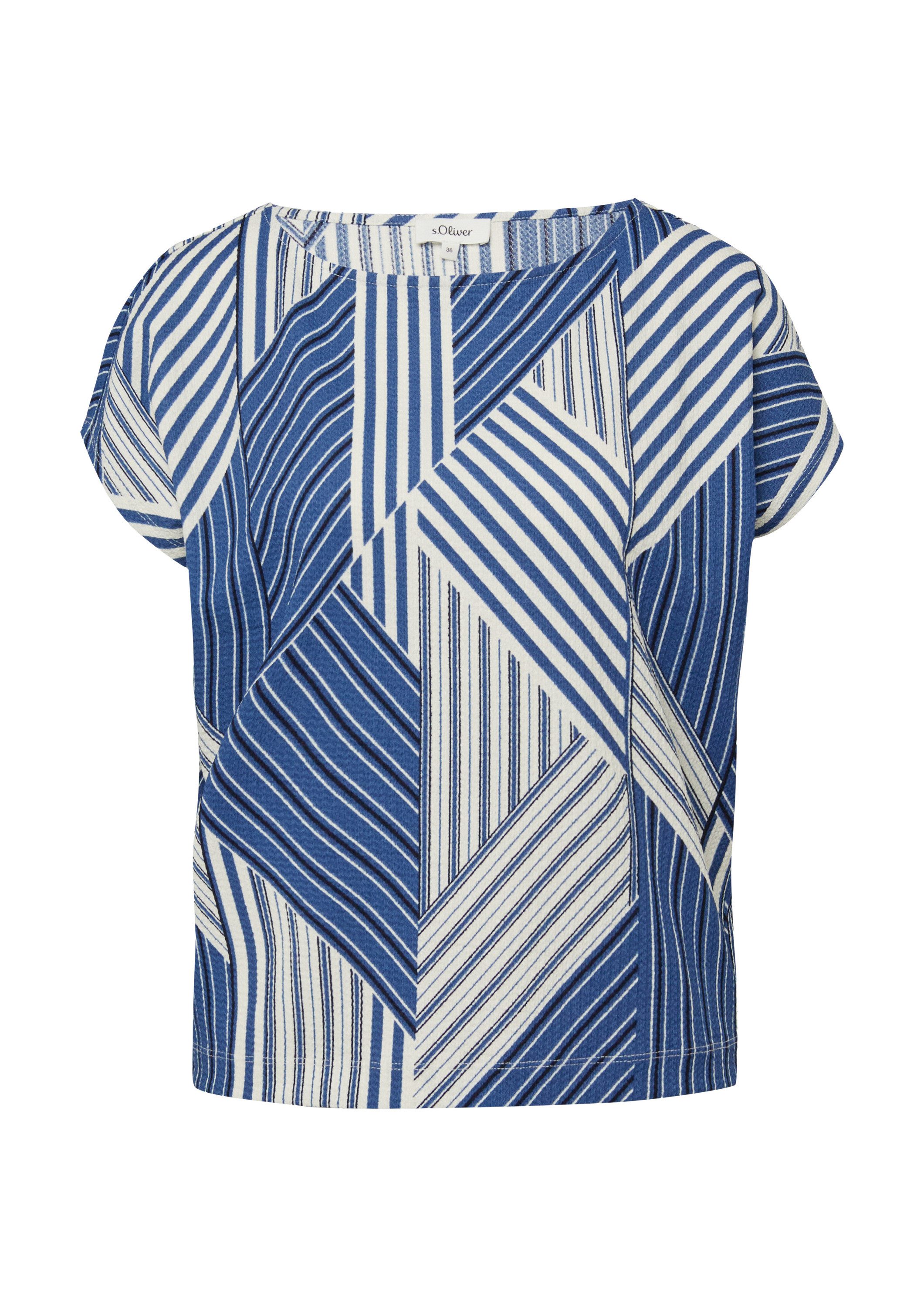 s.Oliver Kurzarmshirt T-Shirt Strukturiertes T-Shirt mit All-over-Print günstig online kaufen