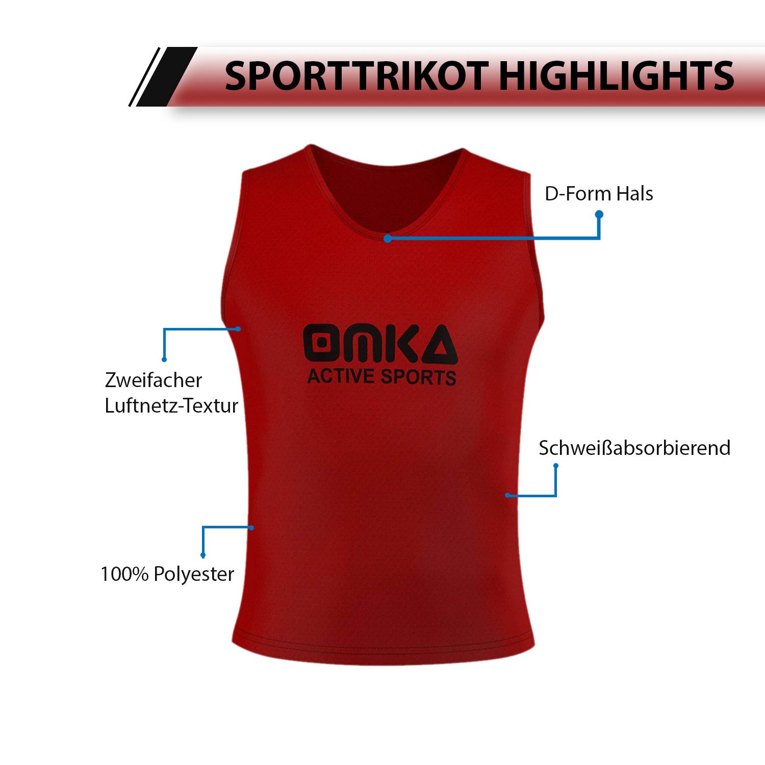 OMKA Trainingsleibchen OKLB01 6er Pack (Spar-Set, 6er-Pack) 6er Set OMKA Fußball Leibchen Trainingsleibchen
