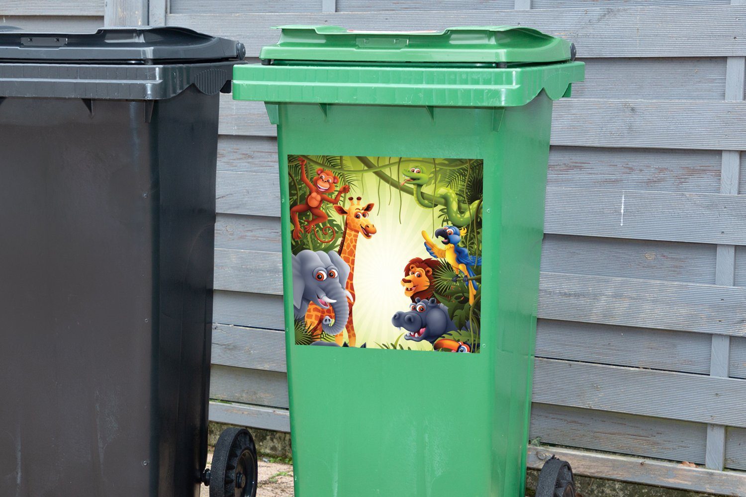 Mülleimer-aufkleber, Jungen Baby - Container, - (1 Mülltonne, Sticker, Abfalbehälter Löwe Wandsticker - Giraffe - - Elefant MuchoWow Dschungel - St), Mädchen