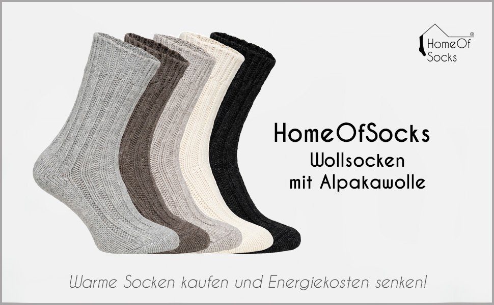 50% 2xGrau Wollsocken Strapazierfähige Socken Alpakawolle und mit Wollanteil Alpakawolle und Wollsocken warme mit HomeOfSocks