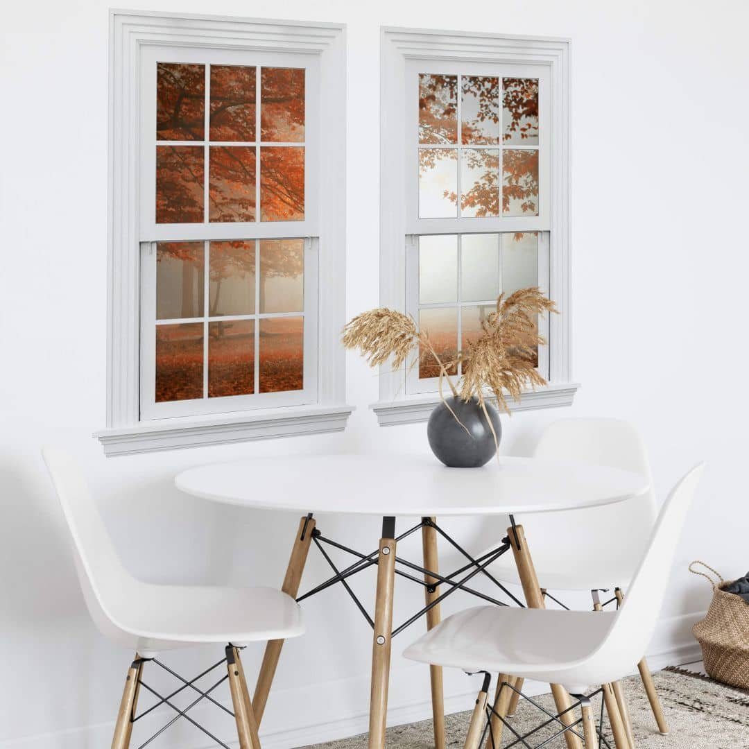 K&L Wall Art Wandtattoo 3D Wandtattoo Aufkleber Dingemans Natur Herbst Deko Bäume Fensterblick, Fenster Wandbild selbstklebend