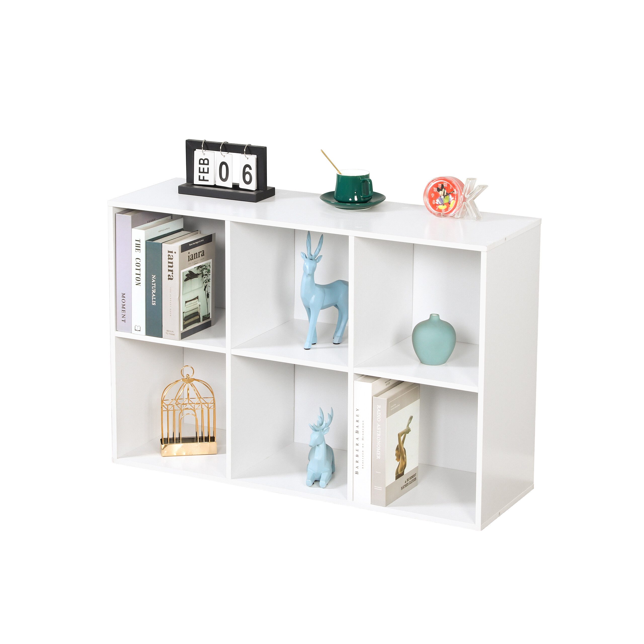relaxdays Bücherregal Würfelform, weiß, 6 Fächer