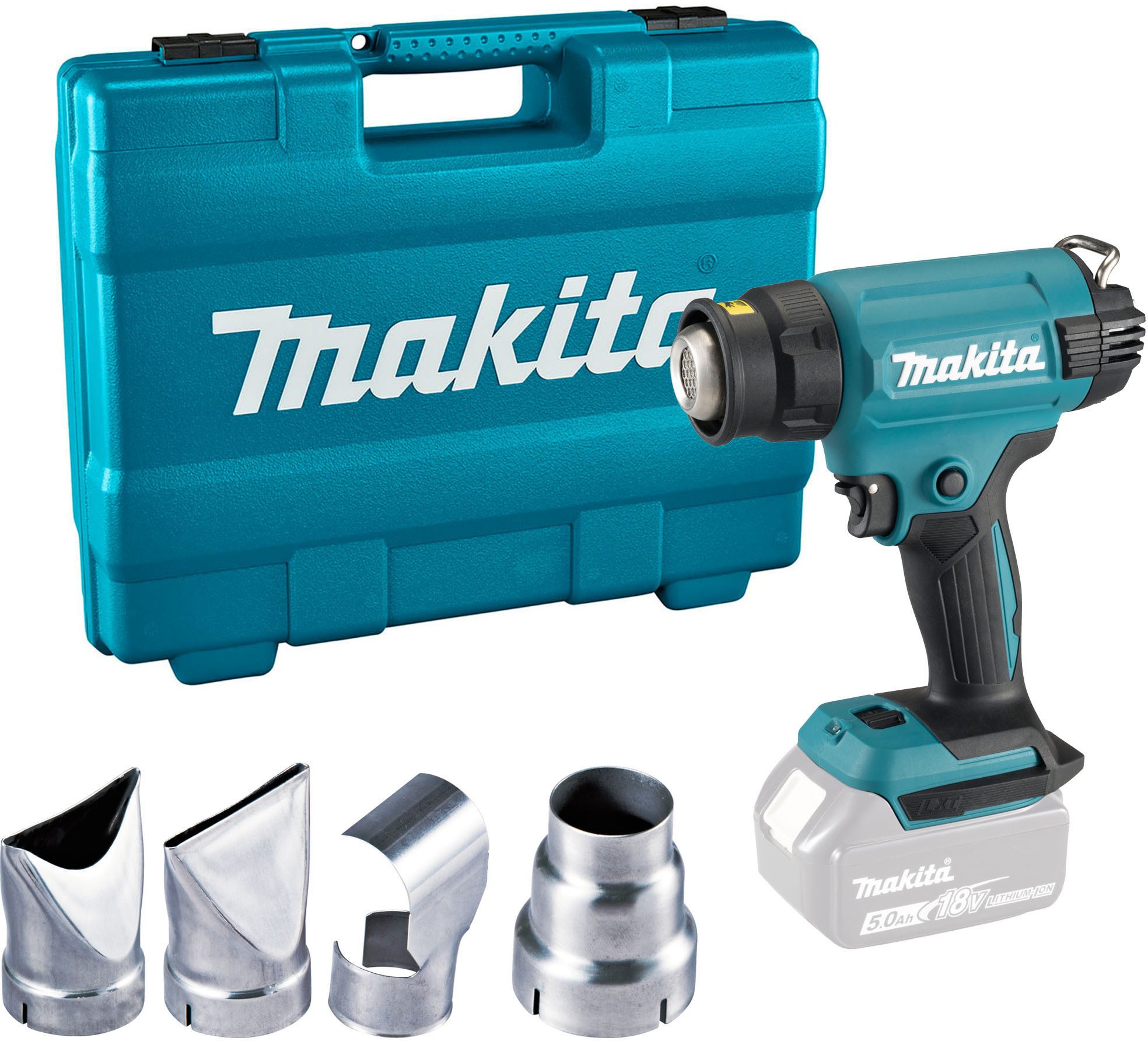 Makita Akku-Heißluftgebläse DHG181ZK, bis max. 550 °C, LXT 18V • 120-200 l/min • 550° C, mit Koffer, ohne Akku und Ladegerät