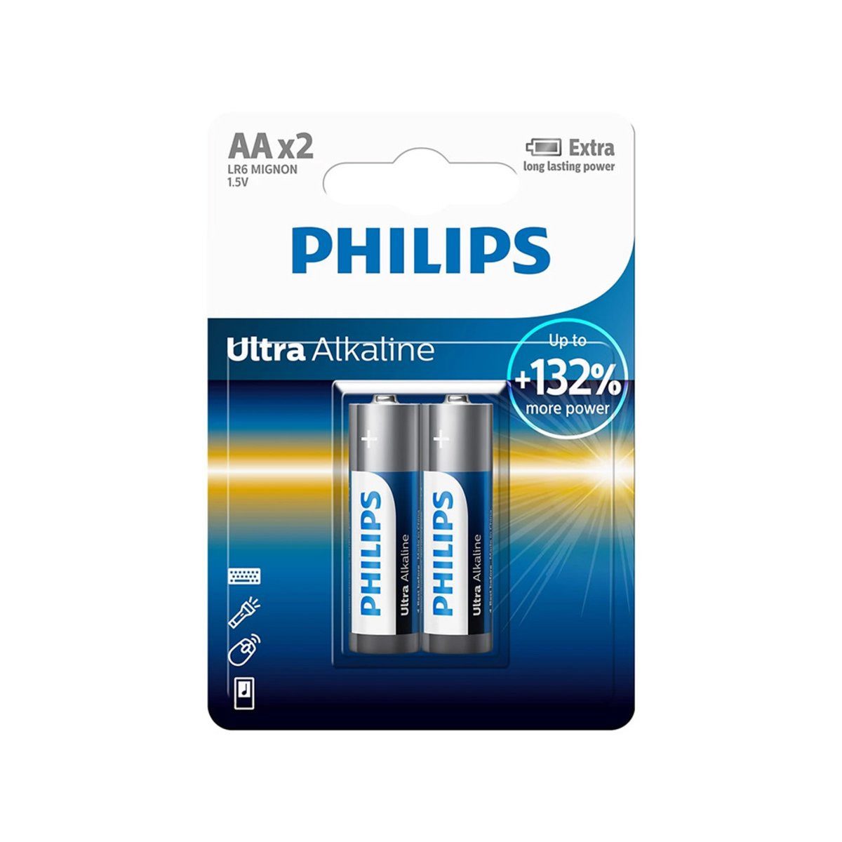 Philips Philips Batterie AA Lithium Ultra Alkaline 1,5 V 2 Stück Verlängerungskabel