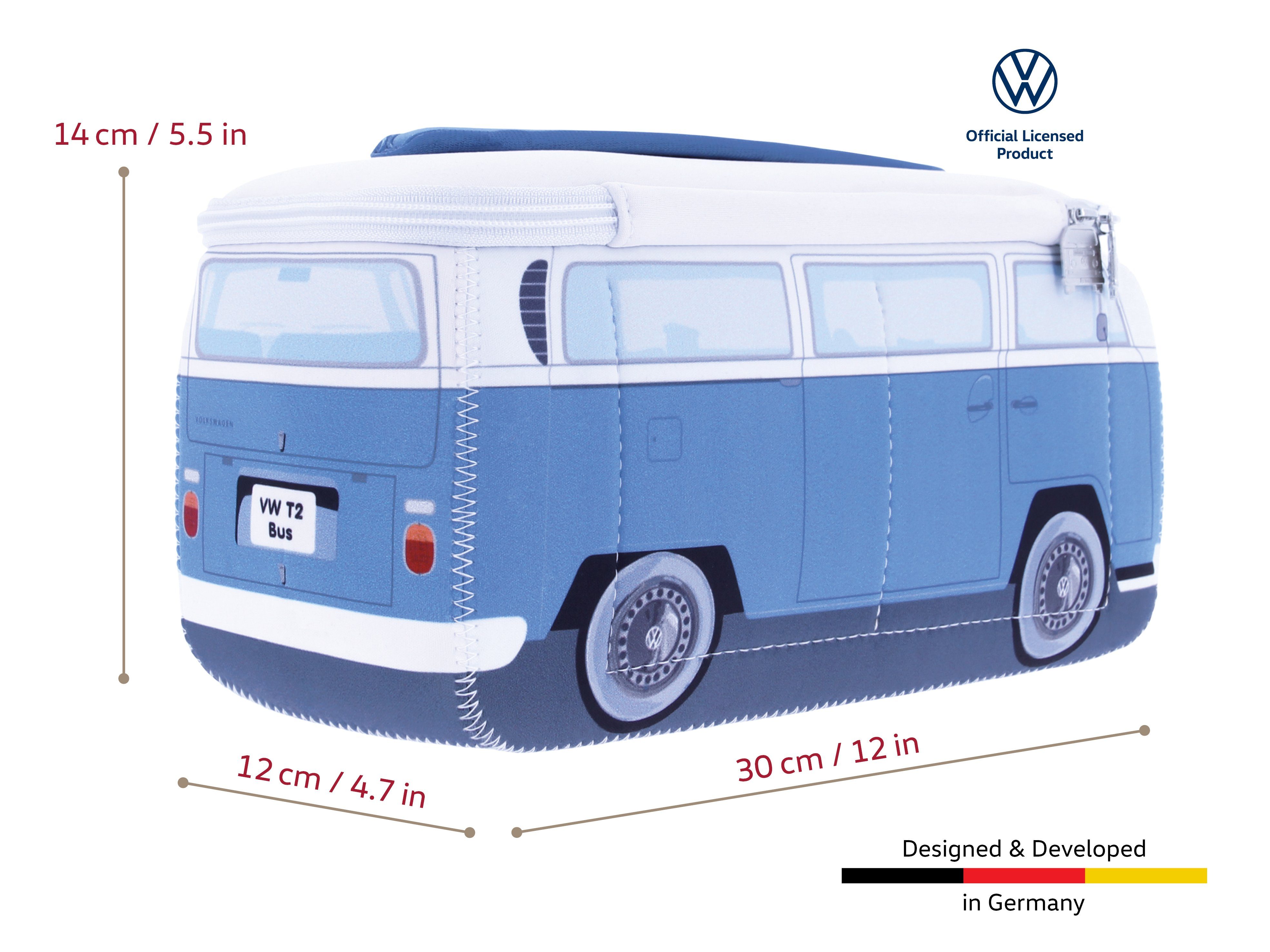 VW Collection by BRISA Kulturbeutel Volkswagen Universaltasche im VW Bulli T2 Design, Universaltasche aus Neopren, 30 x 14 x 12 cm