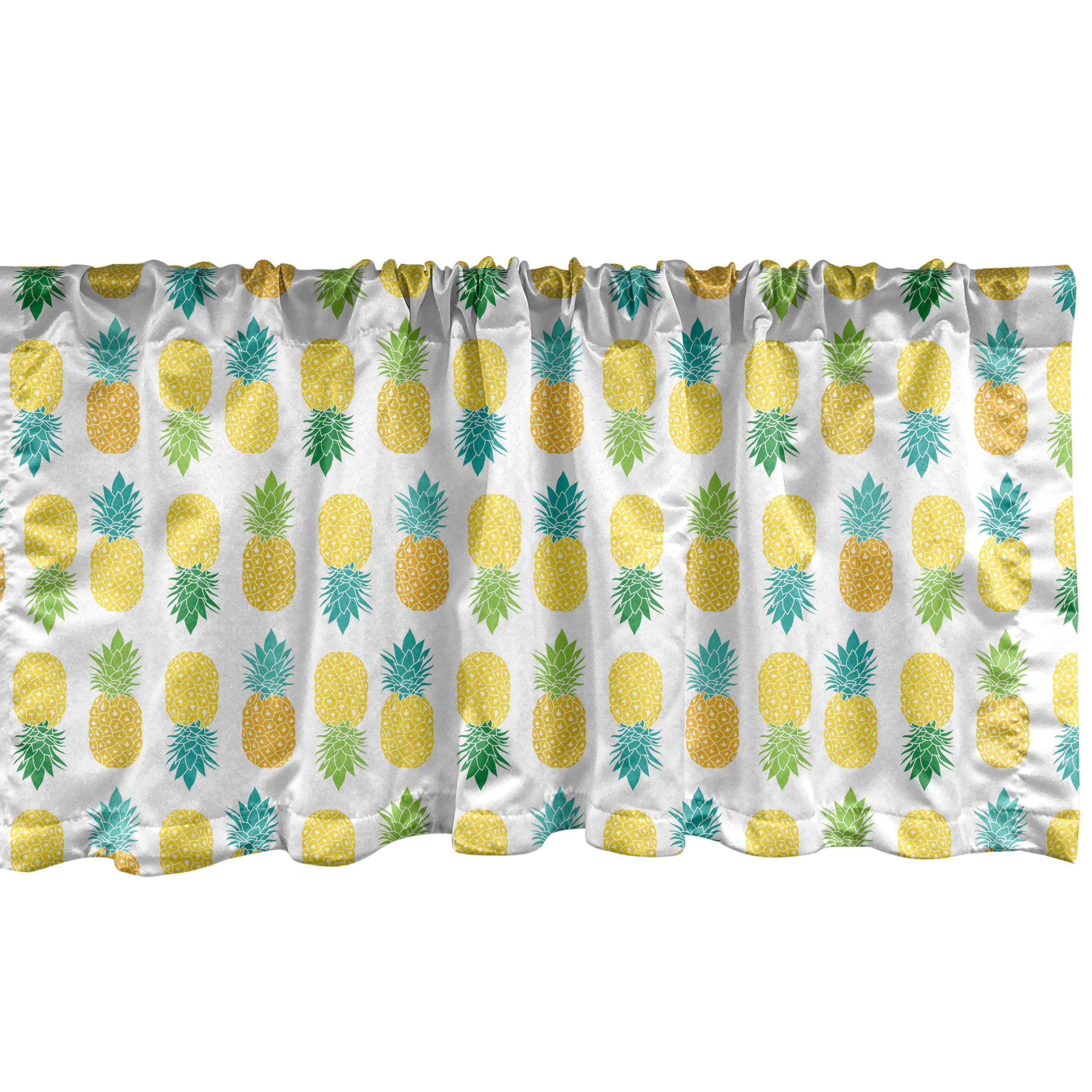 Scheibengardine Vorhang Volant für Küche Schlafzimmer Dekor mit Stangentasche, Abakuhaus, Microfaser, Grün und Gelb Hawaii-Laub
