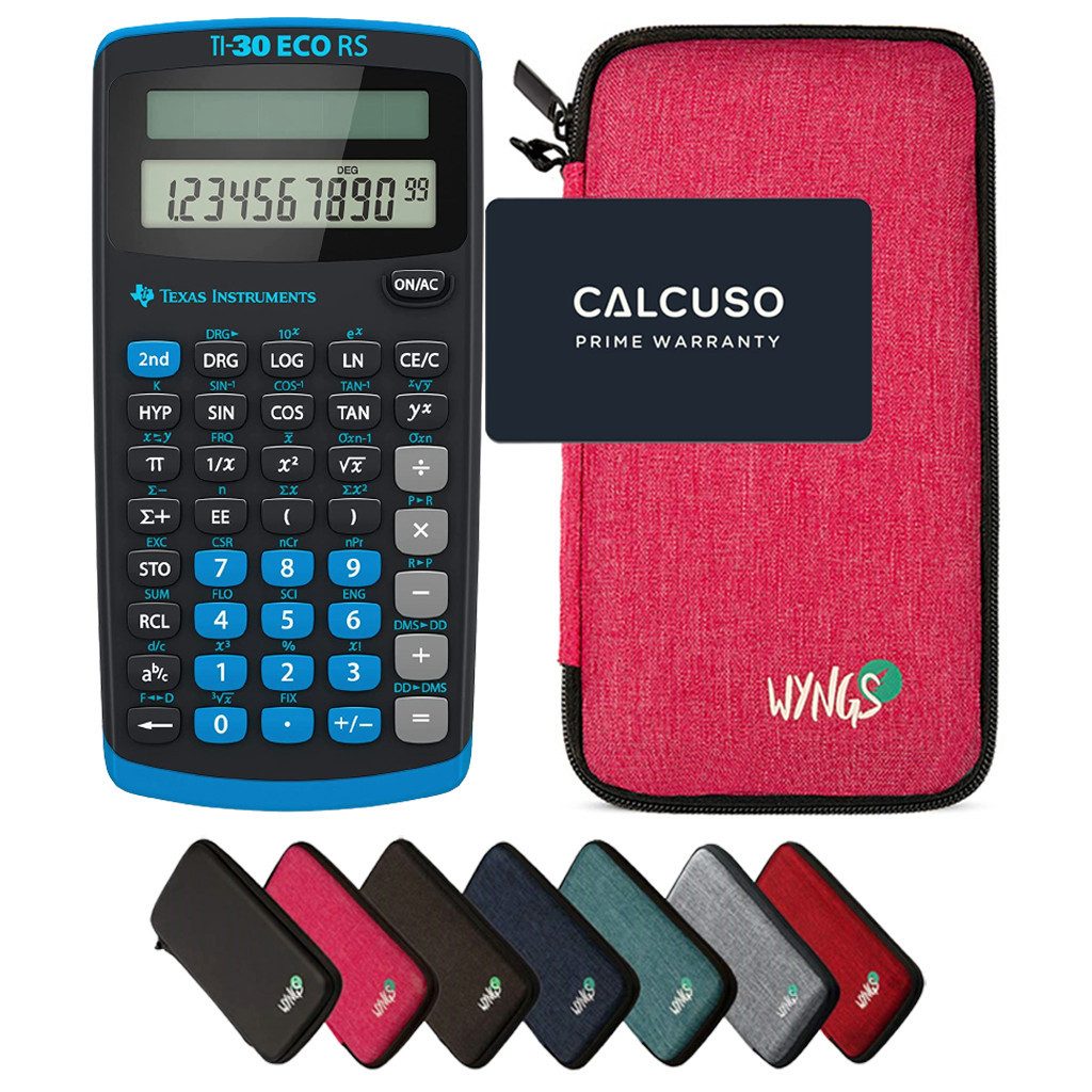 Texas Instruments Taschenrechner TI-30 ECO RS inkl. WYNGS Schutztasche Pink