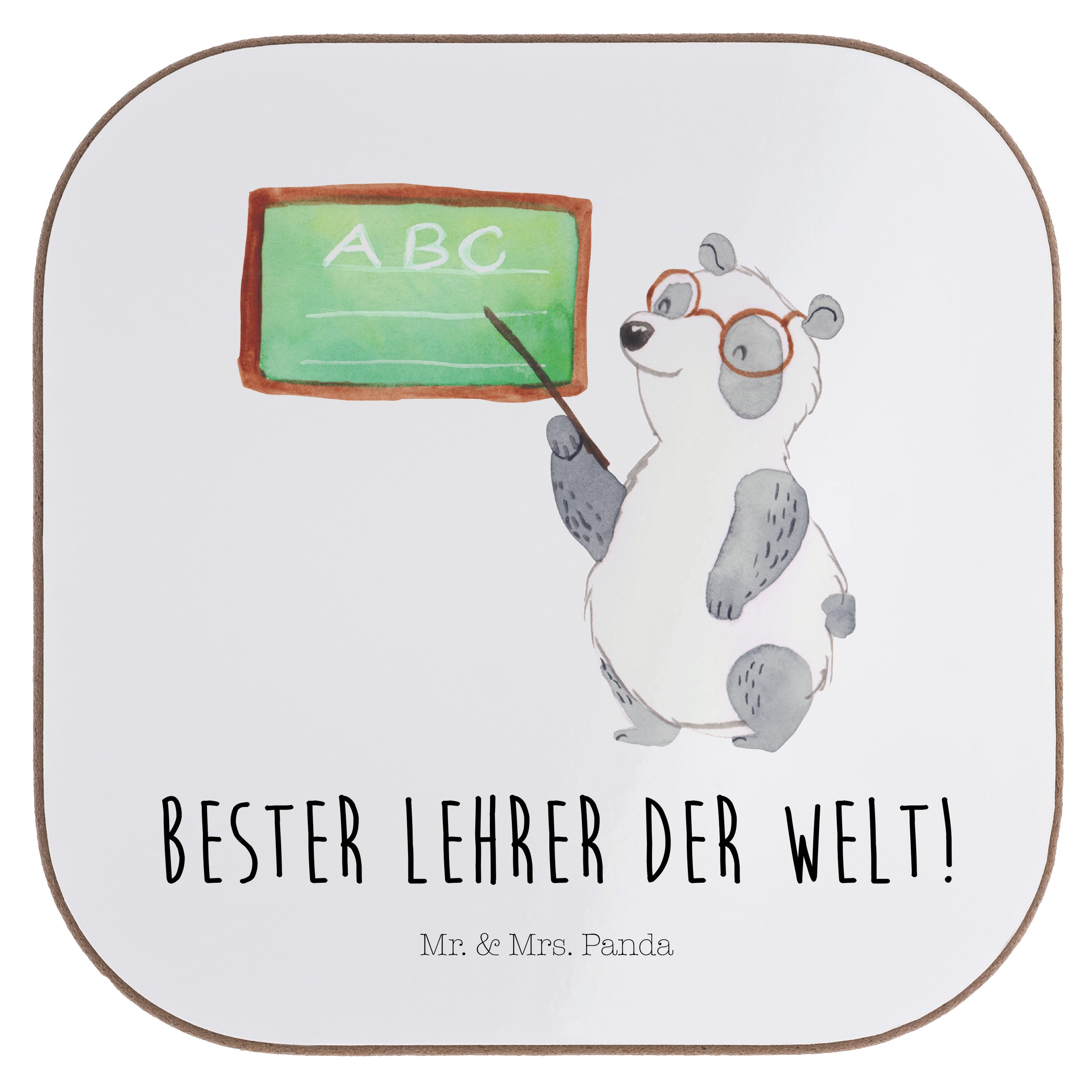 1-tlg. Getränkeuntersetzer & Panda Tiermotive, Getränkeunter, Mrs. Geschenk, - Bierdeckel, Panda - Weiß Mr. Lehrer