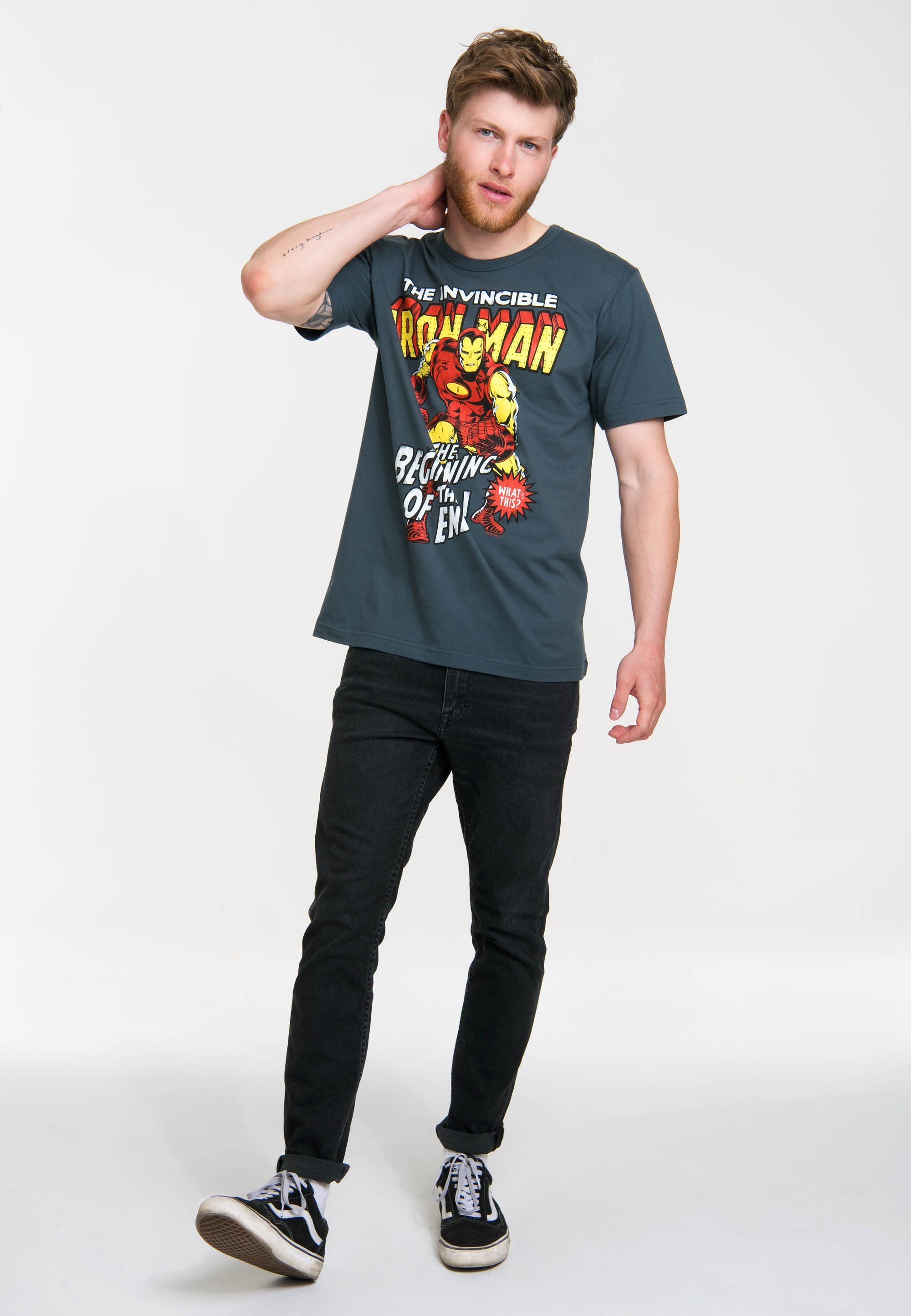 Man Iron Logo LOGOSHIRT Marvel mit Retro-Print T-Shirt -
