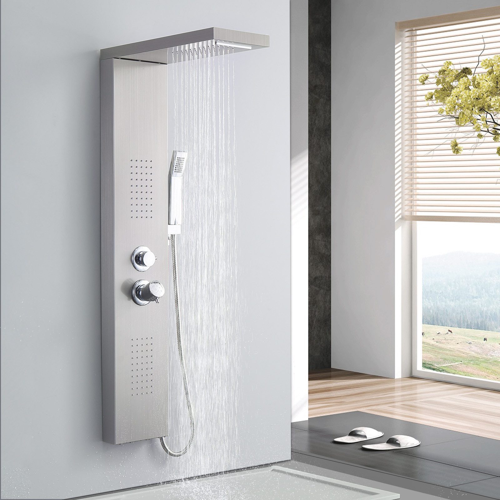 HOMELIVE Duschsystem Duschpaneel Regendusche 4-Funktion Regendusche Duschse günstig online kaufen