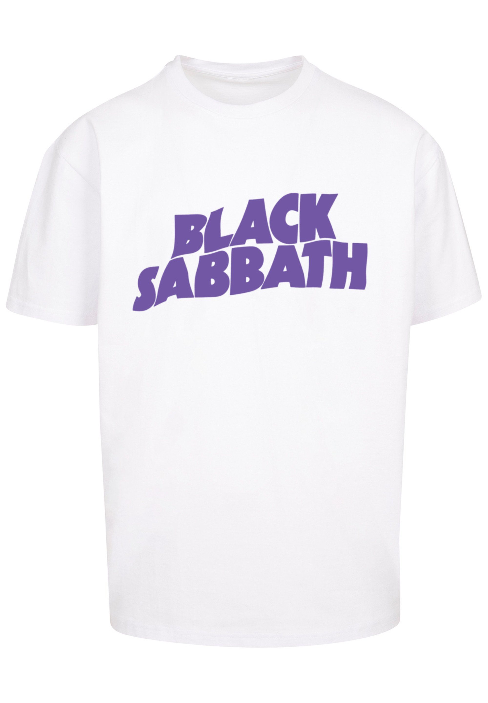 Band Heavy F4NT4STIC Metal Wavy Black Black T-Shirt Sabbath Print weiß Logo