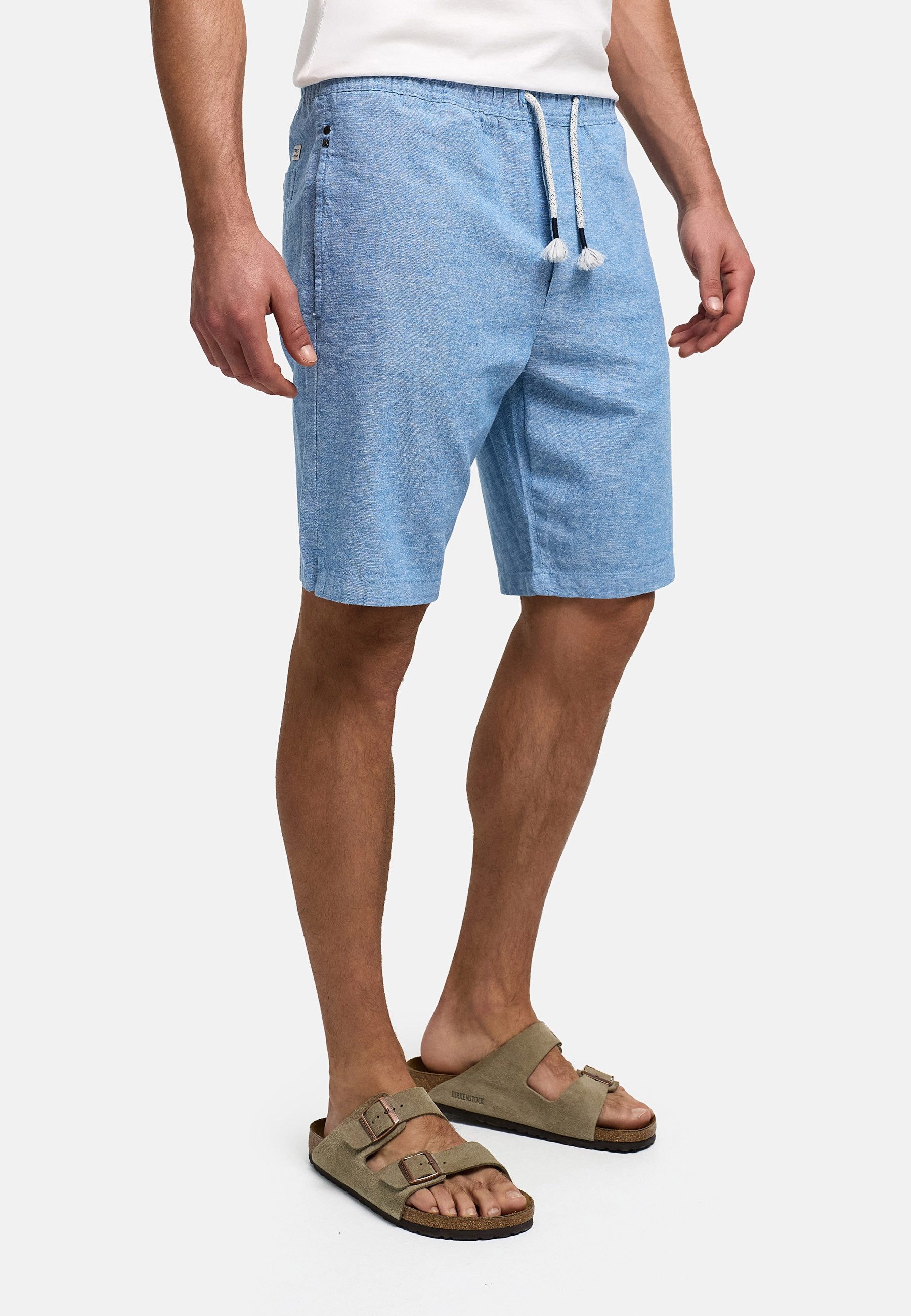 INDICODE Leinenhose Herren INLino Leinen Shorts mit Kordelzugbund mit elastischem Bund und Bindekordel in sommerlich leichter Qualität – Bild 4 von 5