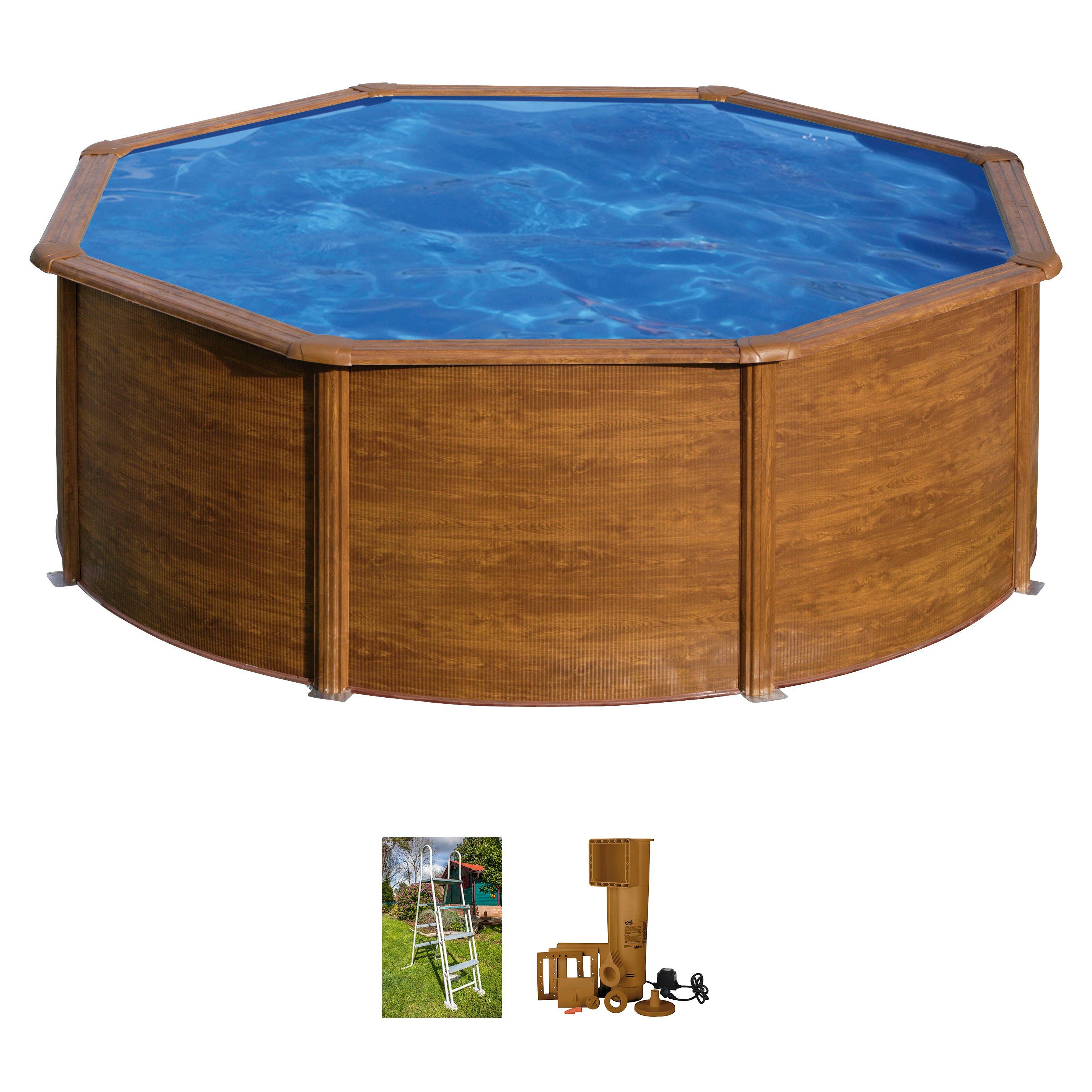 Gre Rundpool SICILIA inkl. Zubehör (Set, 4-tlg), Höhe: 120 cm, in versch. Größen erhältlich