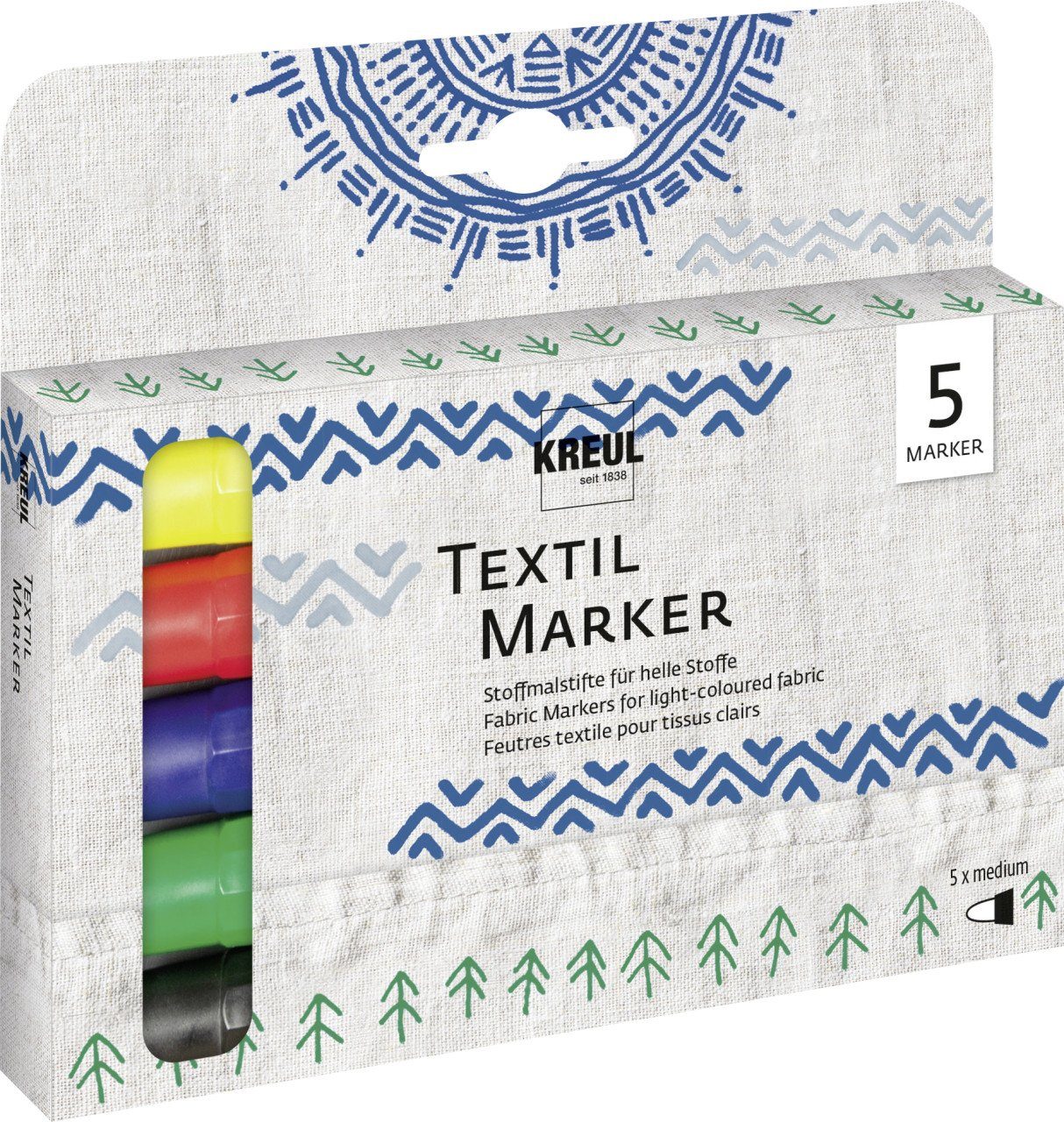 Thumbnail - Kreul Textilfarbe Kreul Javana Stoffmalstifte Sunny medium 5er Set