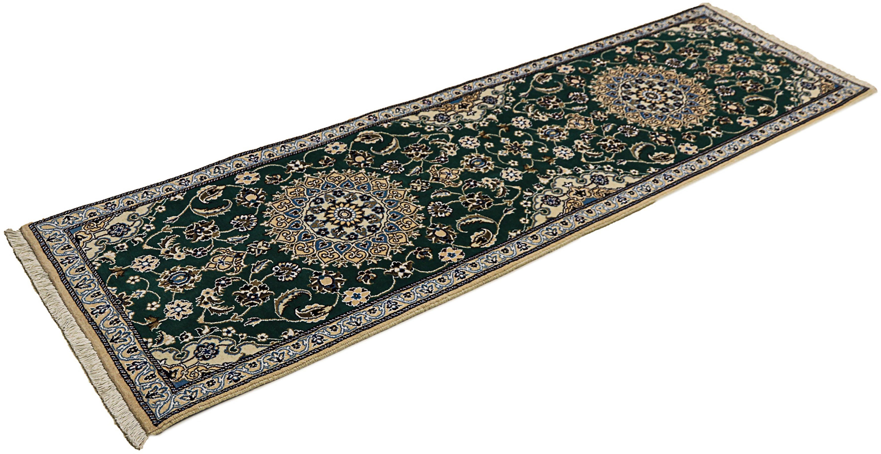 Orientteppich Perser - Nain - Royal - 200 x 60 cm - dunkelgrün, morgenland, rechteckig, Höhe: 10 mm, Wohnzimmer, Handgeknüpft, Einzelstück mit Zertifikat