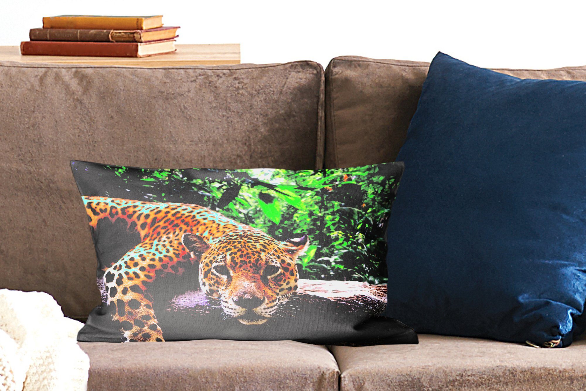 Jaguar MuchoWow Dekoration, Schlafzimmer Wohzimmer mit Dekokissen Dekokissen Füllung, ruht, Zierkissen,