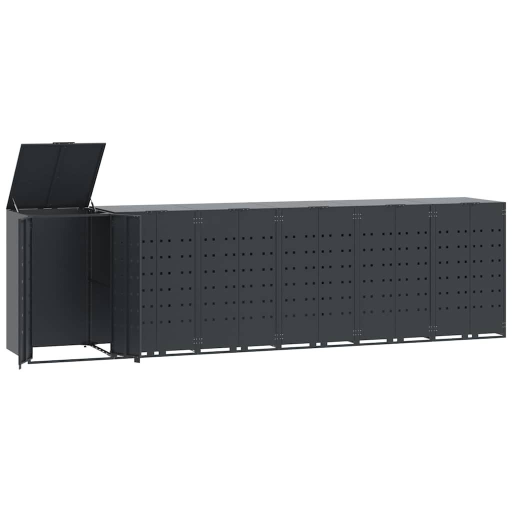 vidaXL Mülltonnenbox Mülltonnenbox für 6 Tonnen Anthrazit 414x79x117 cm Stahl