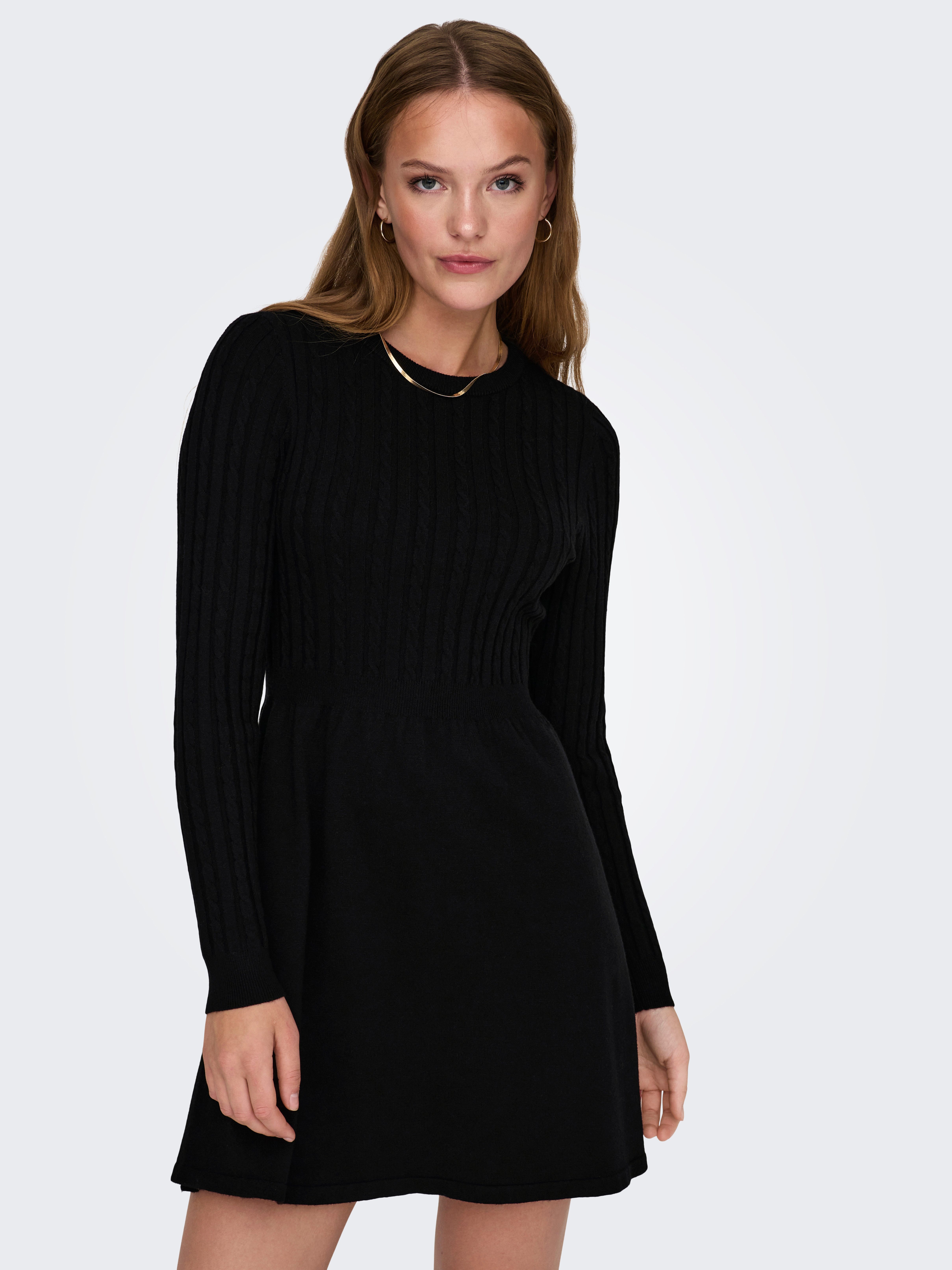 ONLY Strickkleid ONLFIA LS CABLE DRESS KNT tailliert und mit dezentem Zopfs günstig online kaufen