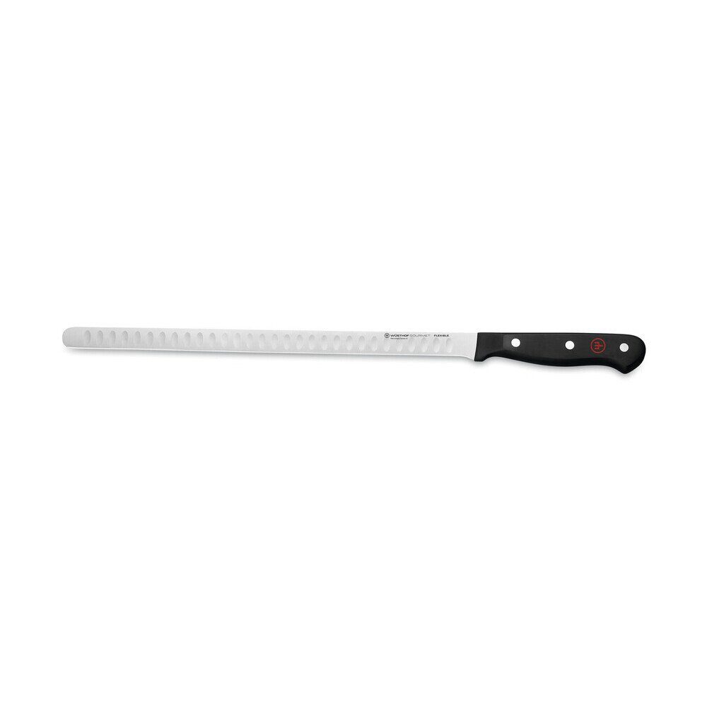 WÜSTHOF Lachsmesser Lachsmesser mit Kullenschliff Gourmet 29cm, Lachsmesser mit Kullenschliff Gourmet, schwarz