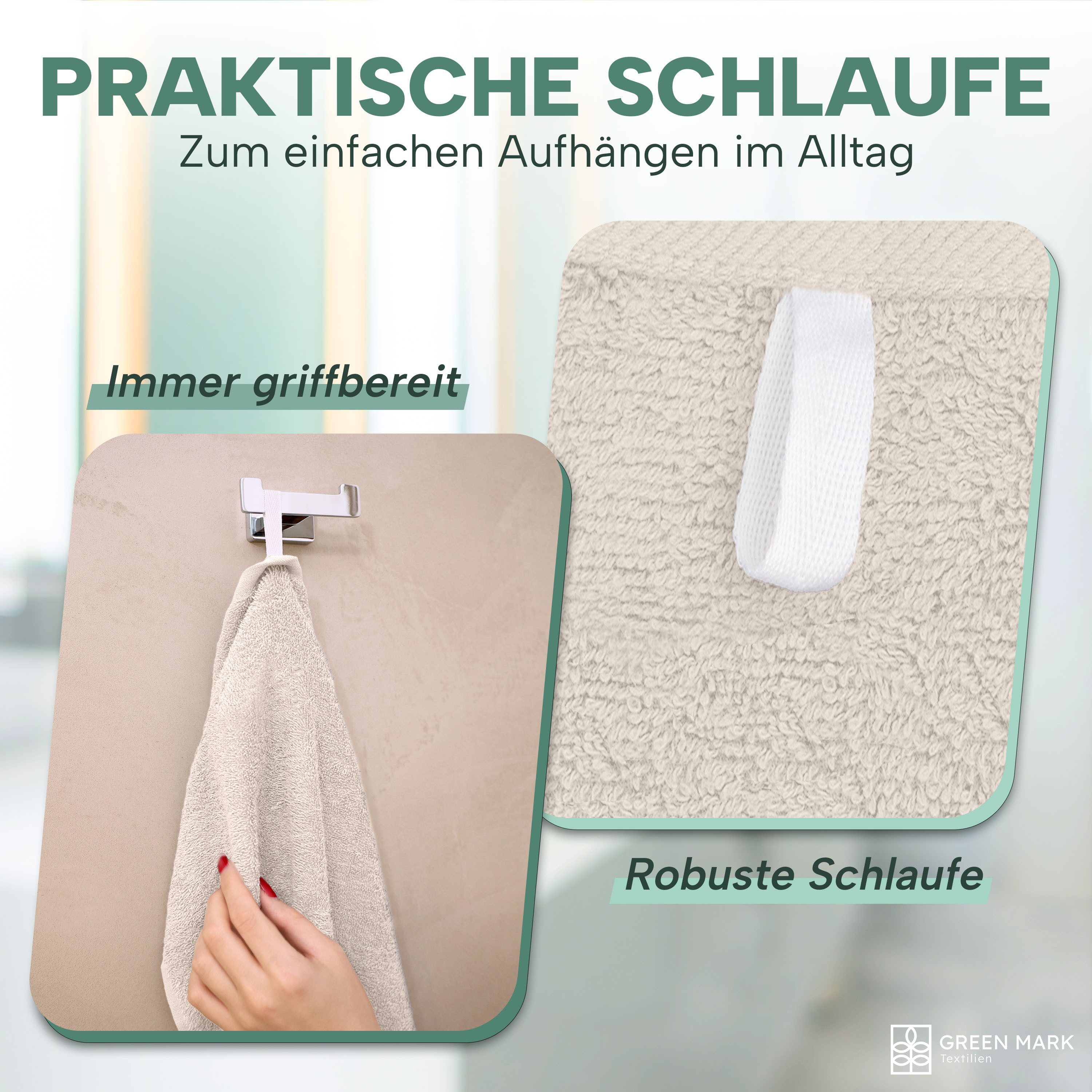 NatureMark Handtücher 8er-Sparpack Handtücher 50x100cm, Baumwolle (8-St), 8X Handtücher, 100% Baumwolle, Naturweiß, 50 x 100cm – Bild 5 von 5