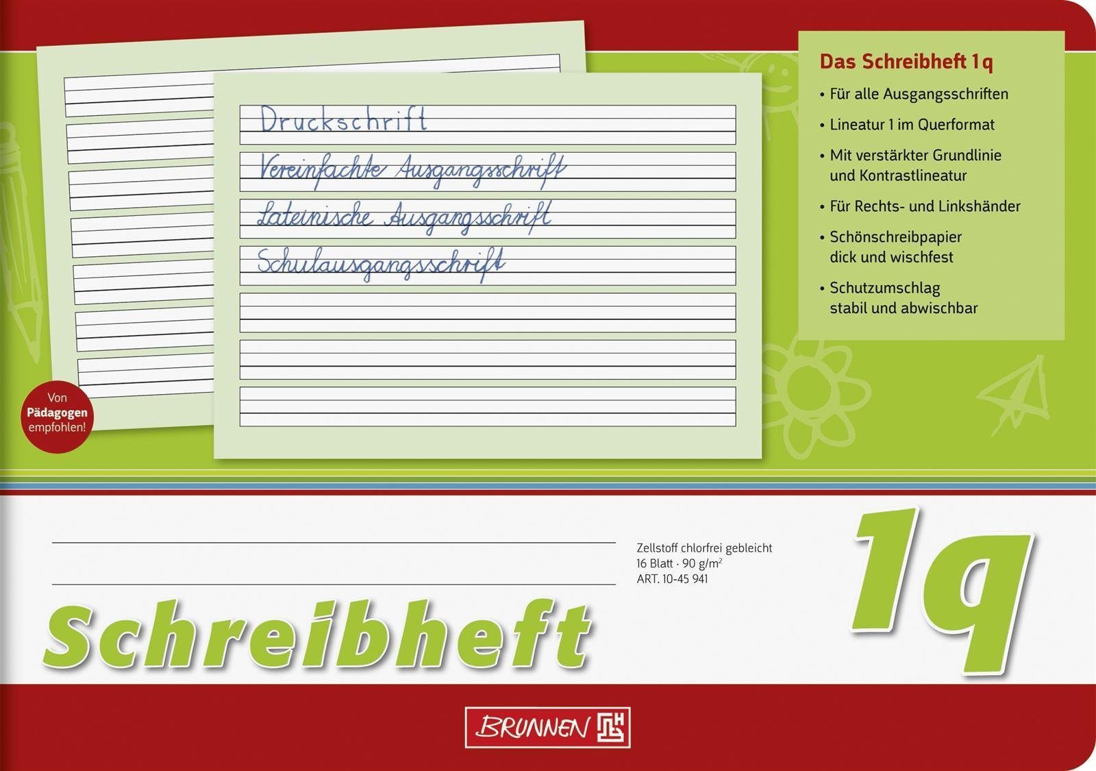 Schulheft Schreibheft A5 quer Lineatur 1 mit 5:5:5 mm 7 Liniensysteme Kontrastli