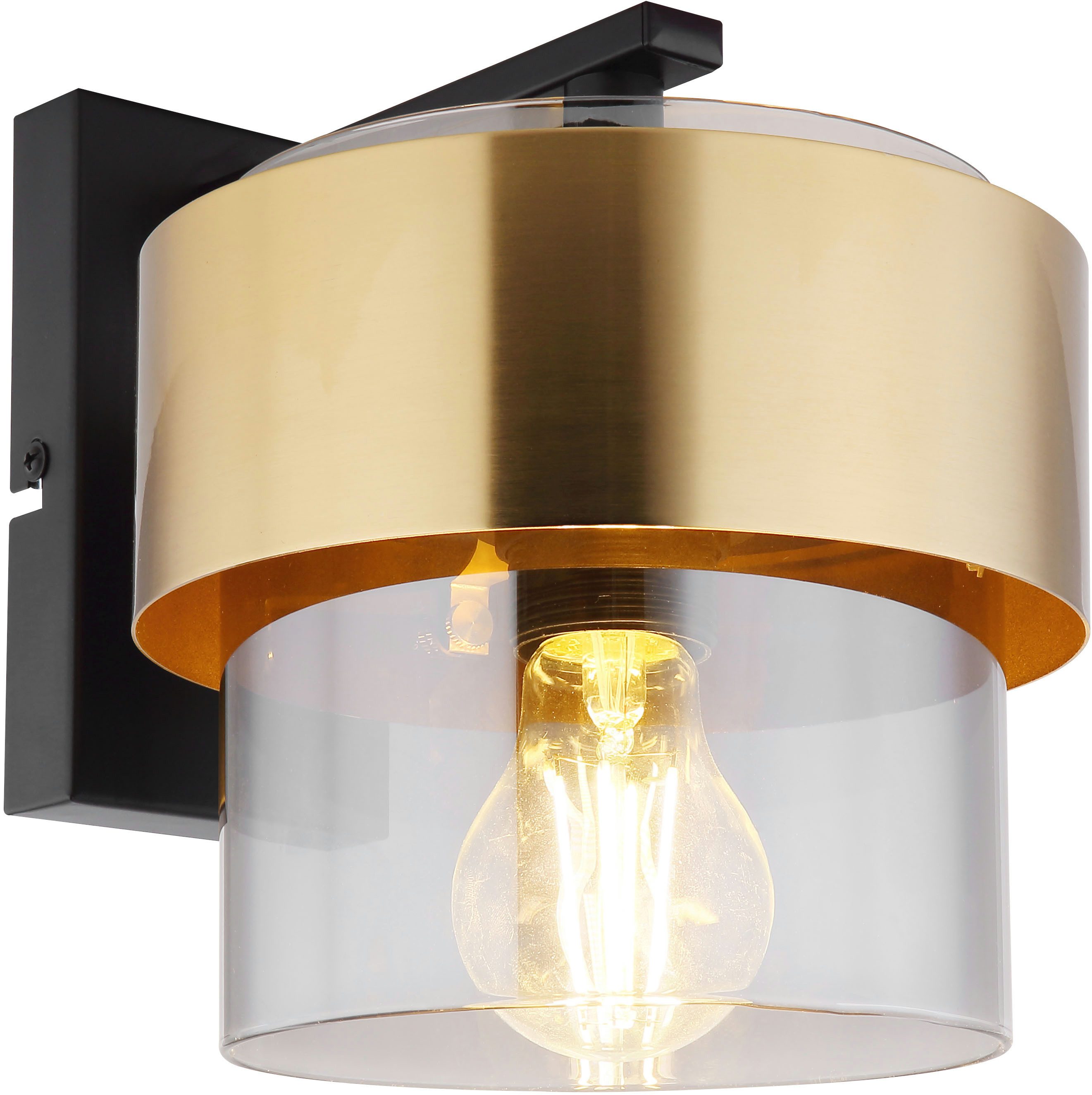 GLOBO LIGHTING Wandleuchte MILLEY, ohne Leuchtmittel, Wandlampe/Spot/Wohnzimmer/Flur/Messingring/Metall