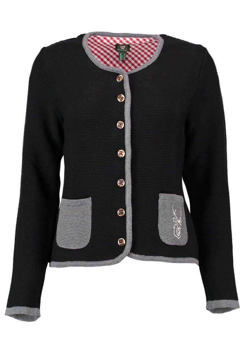 OS Trachten Strickjacke Enkeyo Trachtenjacke mit aufgesetzten Taschen, Hirs günstig online kaufen