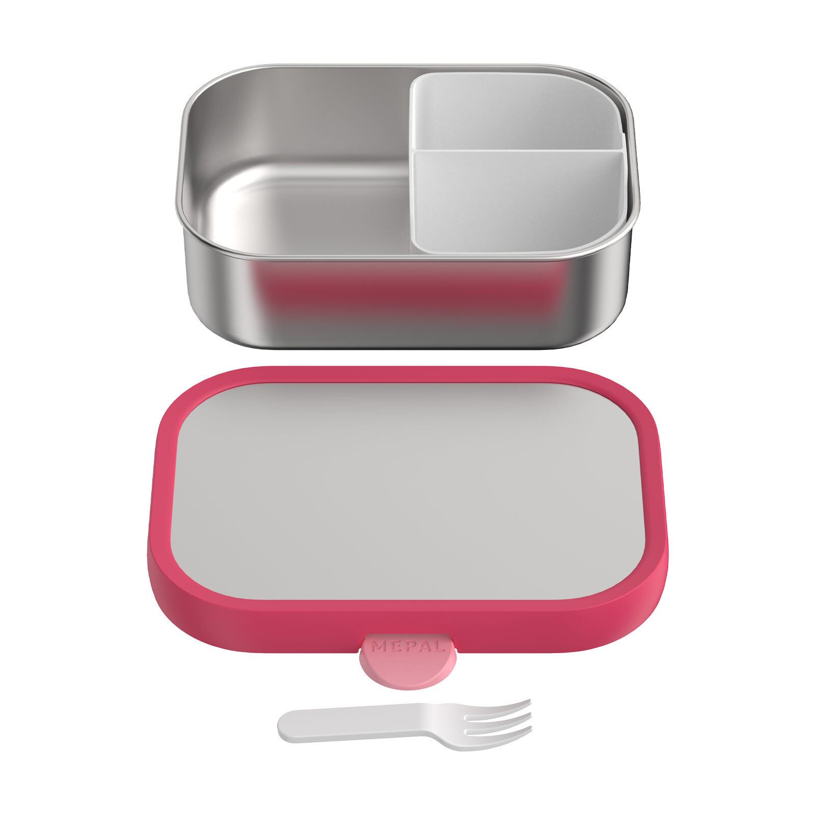 Mepal Lunchbox Campus Edelstahl-Brotdose mit Gabel 18 x 13 cm, Edelstahl/Kunststoff, (1-tlg), Spülmaschinenfest