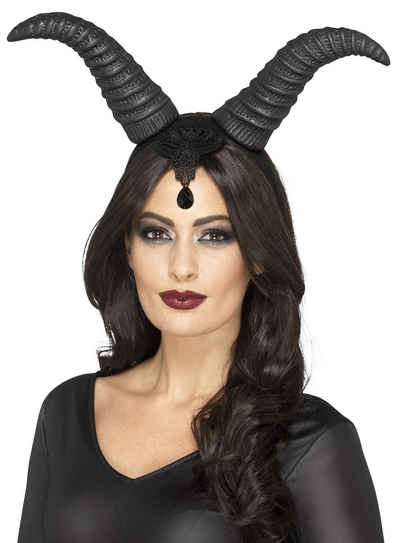 Smiffys Kostüm Schwarze Dämonenhörner, Schwarze Hörner für Teufel und böse Feen