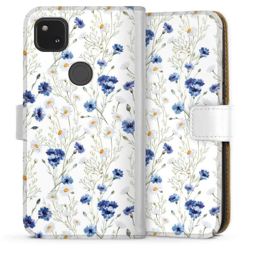 DeinDesign Handyhülle Muster Blume Blumen Flower Pattern 6, Google Pixel 4a Hülle Handy Flip Case Wallet Cover Handytasche Leder
