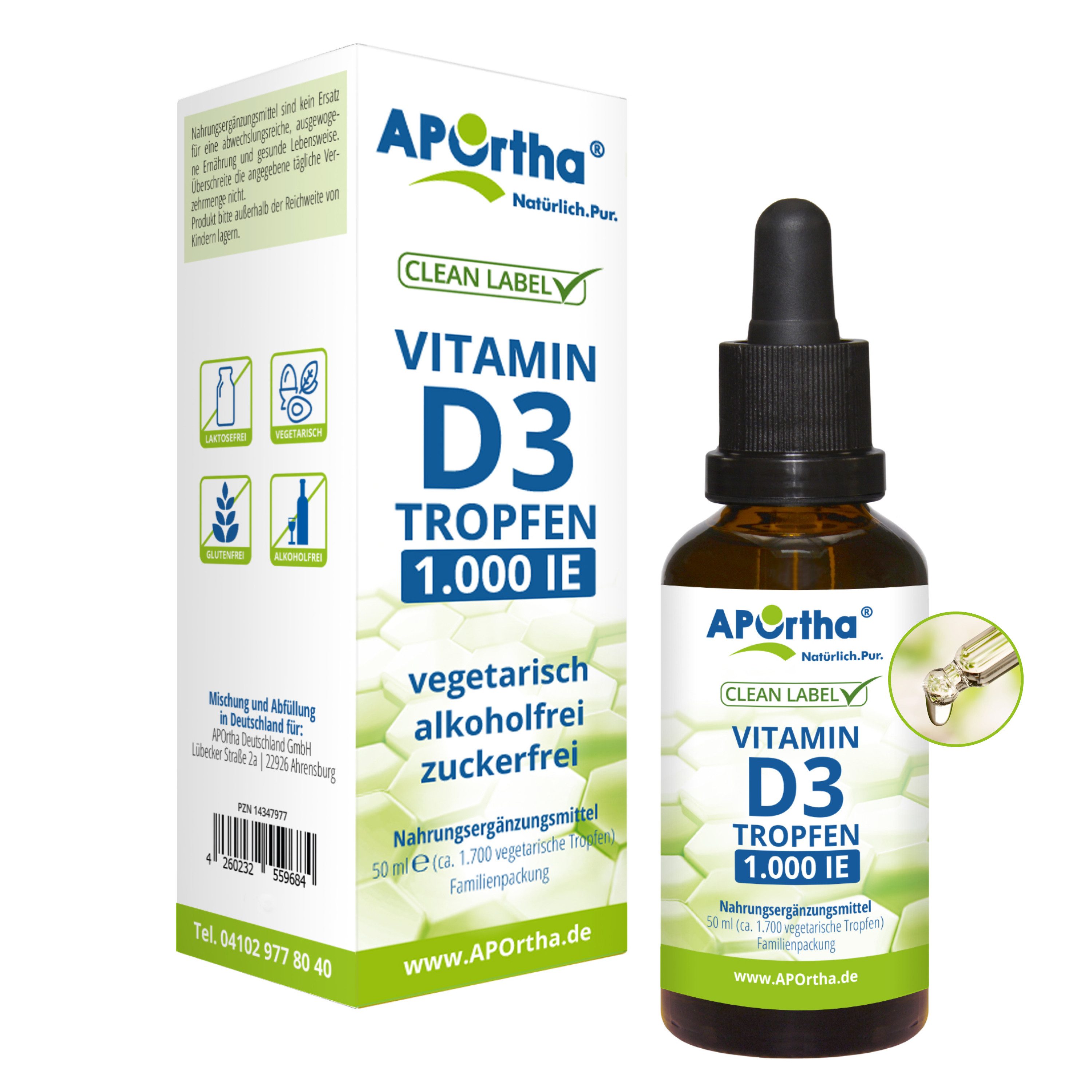 APOrtha APOrtha Vitamin D3 Tropfen 1.000 IE Familienpackung 50 ml Tropfen, 50 g