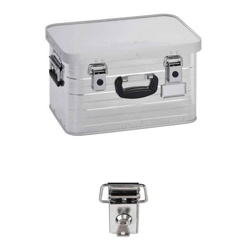 Enders® Aufbewahrungsbox Alubox 29 L +Schloss Set, hochwertig verarbeitet mit Moosgummidichtung, Alukiste Transportbox Lagerbox Alukoffer Metallkiste Alubox