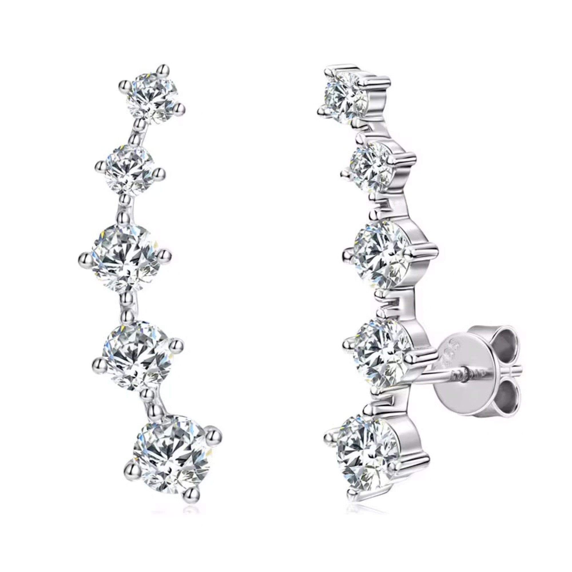ROUGEMONT Paar Ohrstecker Extravagante Moissanit Ohrstecker Layering Style 925 sterling Silber, Echtschmuck mit Echtheitszertifikat