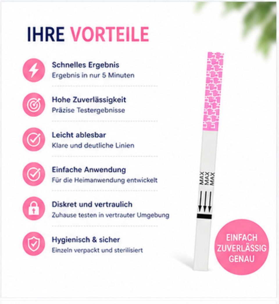 Safecare Bio-Tech Ovulationstest X 50 - Fruchtbarkeitstest Für Frauen, 25mlu/ml, Streifen, 50-tlg., 50 Stück, Hohe Genauigkeit bei richtiger Anwendung. – Bild 4 von 5