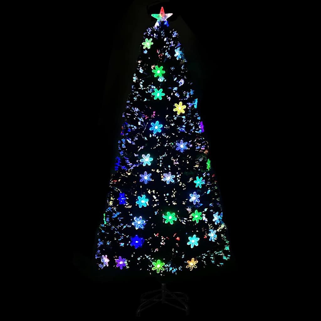 vidaXL LED Baum Weihnachtsbaum mit LED-Schneeflocken Schwarz 150 cm Fiberoptik
