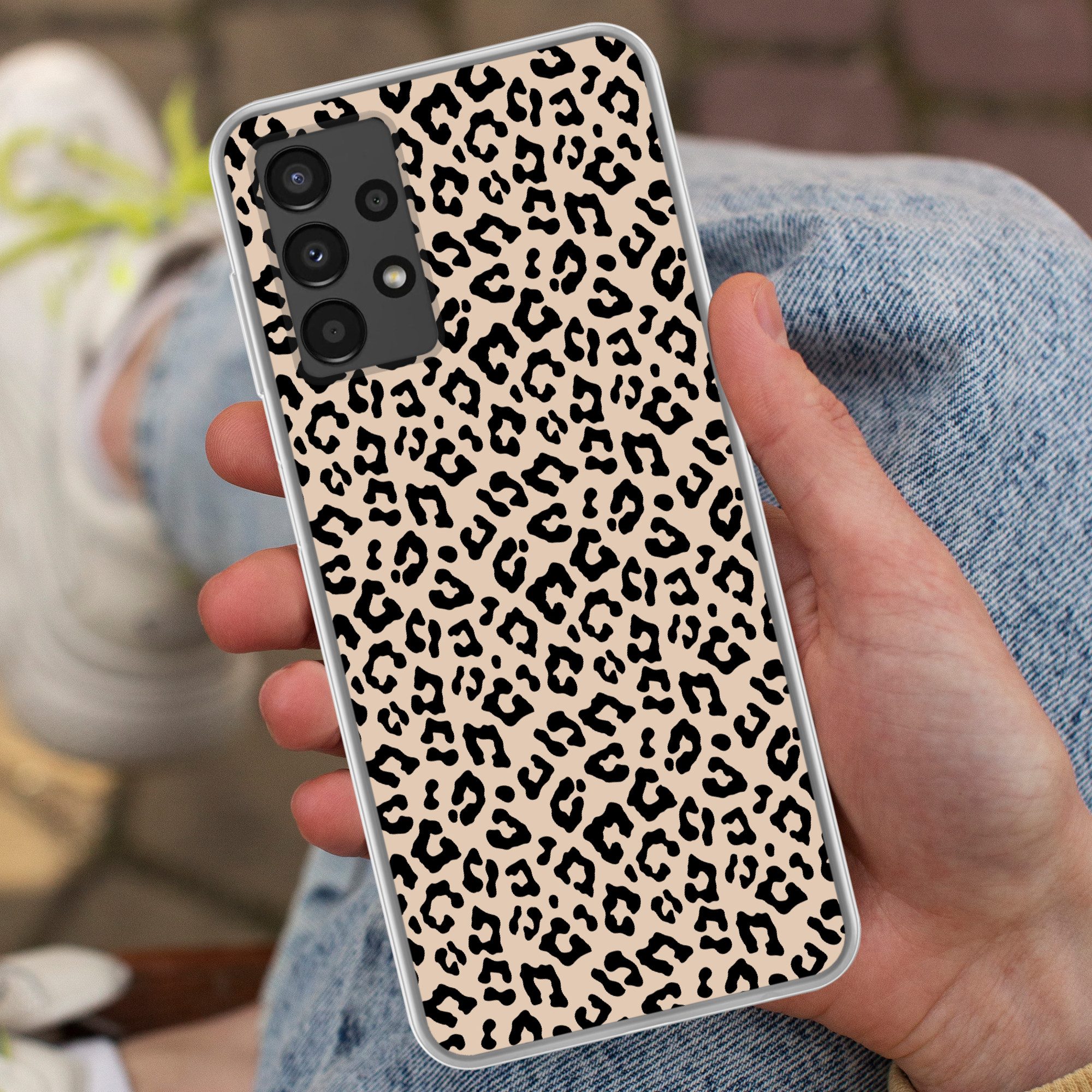 MuchoWow Handyhülle für Samsung Galaxy A13 4G Pantherdruck - Schwarz - Braun - Tierdruck, Smartphone-Bumper, Print, Handy Schutzhülle Dünn