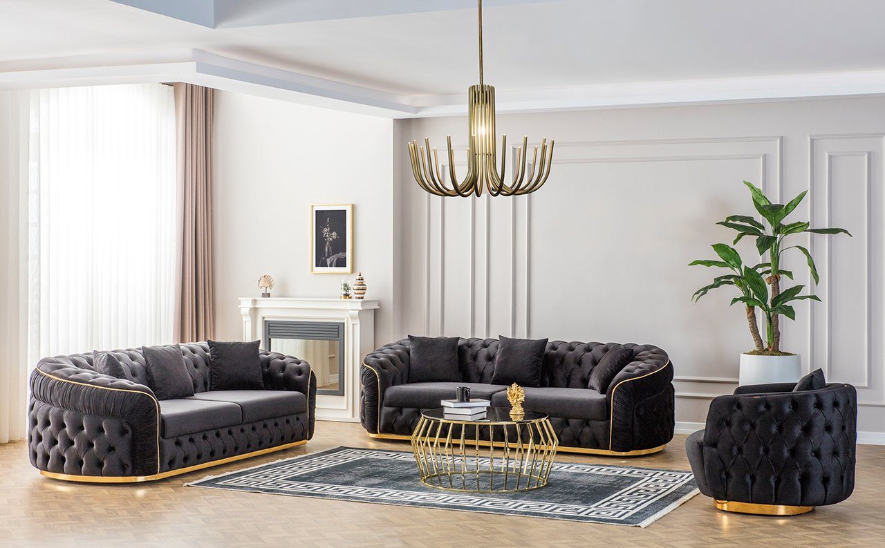 Möbel-Lux Wohnlandschaft Elite, 3 Teile, Chesterfield günstig online kaufen