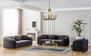Möbel-Lux Sessel Elite, Chesterfield, Goldverzierung