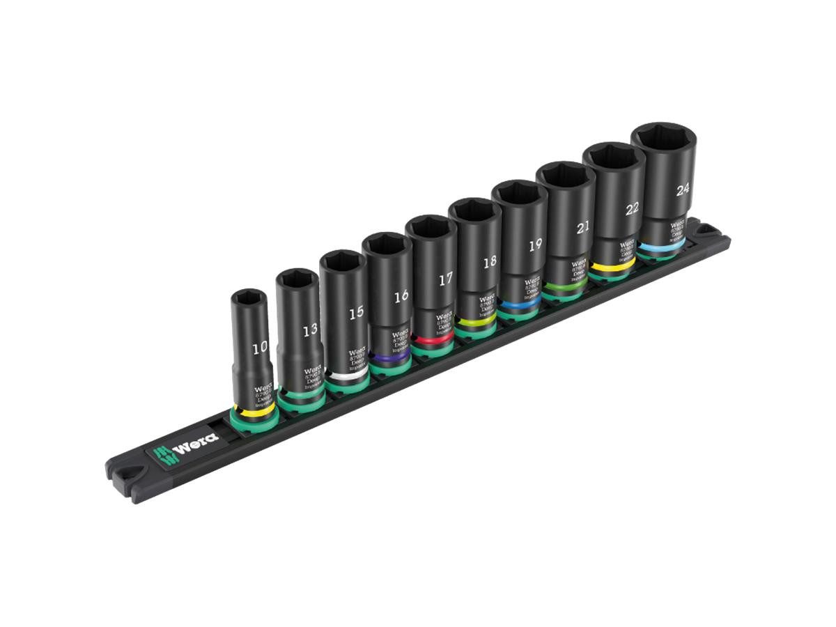 Wera Steckschlüssel 9660 (Set, 10 St), 3/8"-Antrieb, inkl. Magnetleiste, Farbkennzeichnung nach Größen