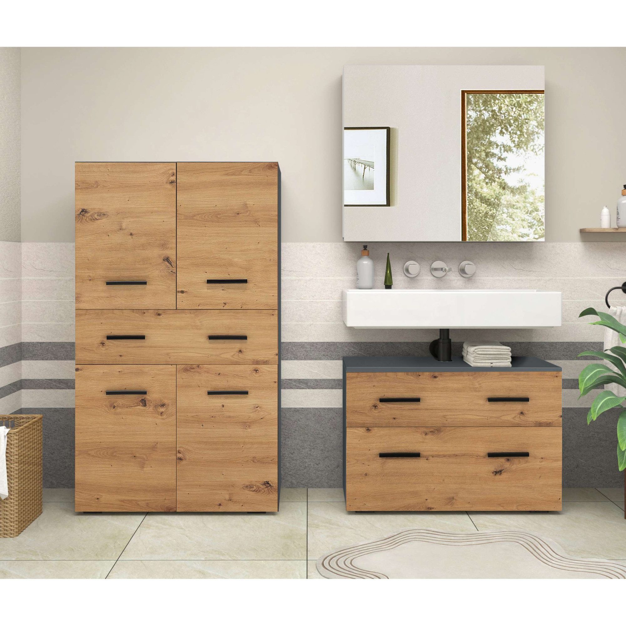 INOSIGN Midischrank Skara mit zwei variablen Einlegeböden