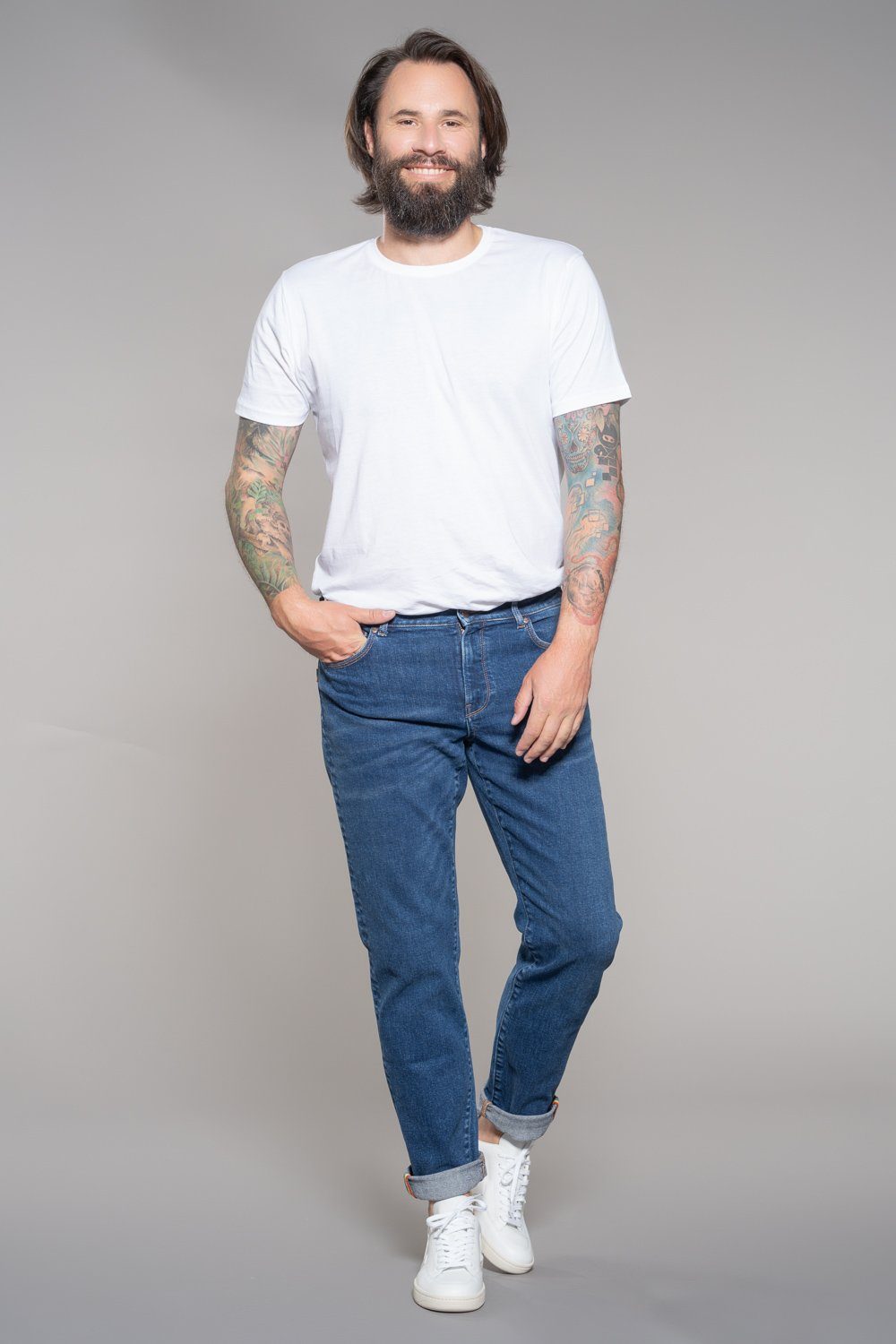 Slim Fashion Waist, Feuervogl Unisex, Fit, Medium Blue Unisex fv-West:minster, Fit, Slim-fit-Jeans 5-Pocket-Style, Waist Medium Slim