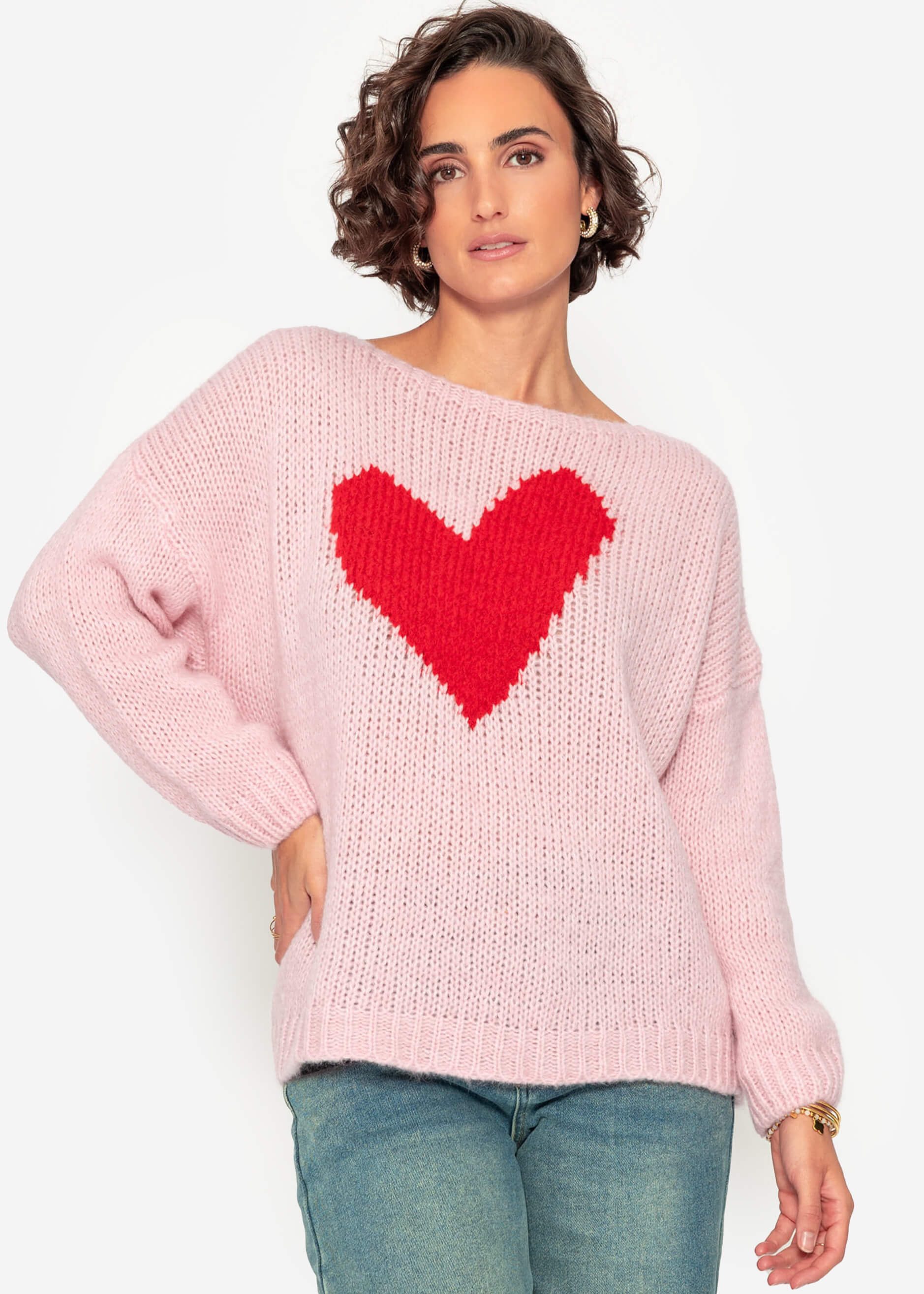 Damen Pullover Mit Strickpullover Herz Herzpulli Damen Merfrede
