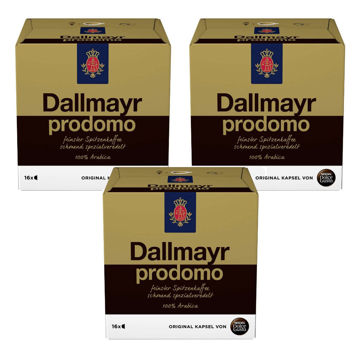DALLMAYR Kaffee, Nescafe Dolce Gusto Dallmayr Prodomo Arabica 16 Kaffekapseln 3er Pack