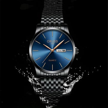 S&T Design Quarzuhr Herren Uhr Edelstahl Armbanduhr Herrenuhr, (Geschenkebox (Etui), inkl. Armbandkürzer & Etui), Männer Uhr 3Bar Wasserdicht Datum Analog