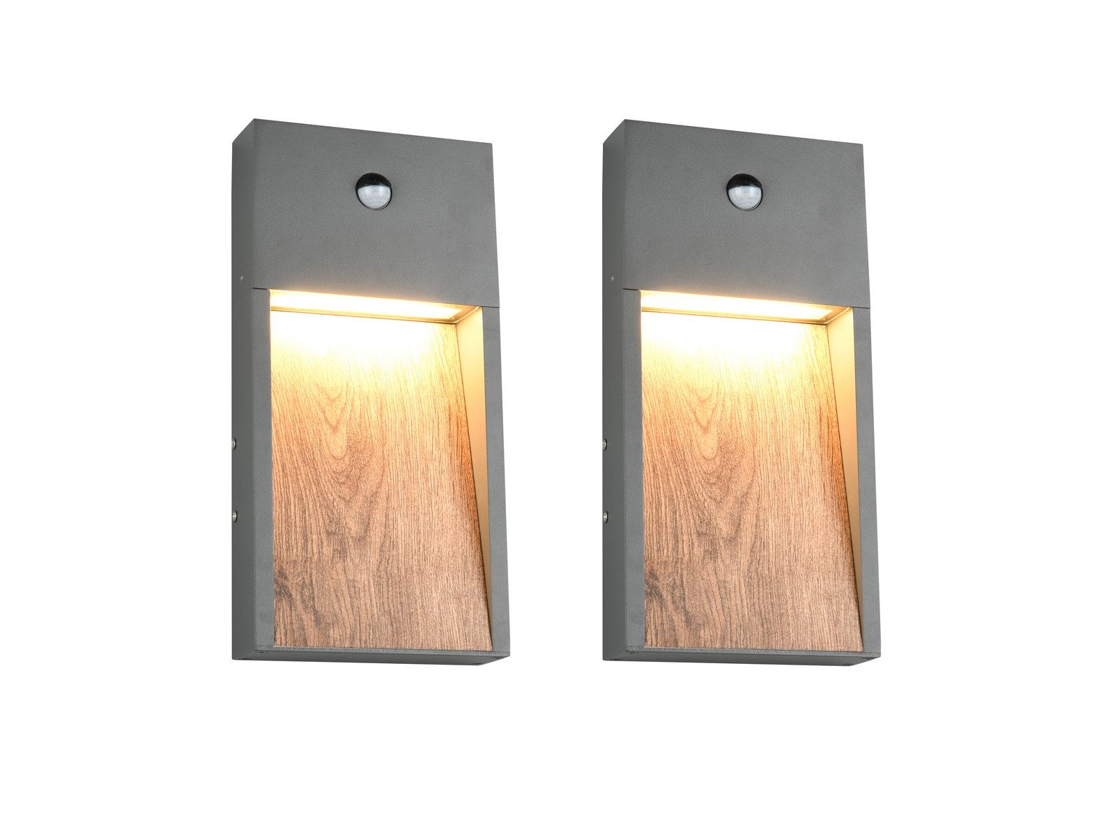 TRIO Leuchten LED Außen-Wandleuchte, Bewegungsmelder, LED fest integriert, warmweiß, 2er Set Fassadenbeleuchtung Hauswand Hausbeleuchtung Außen, Höhe 33cm